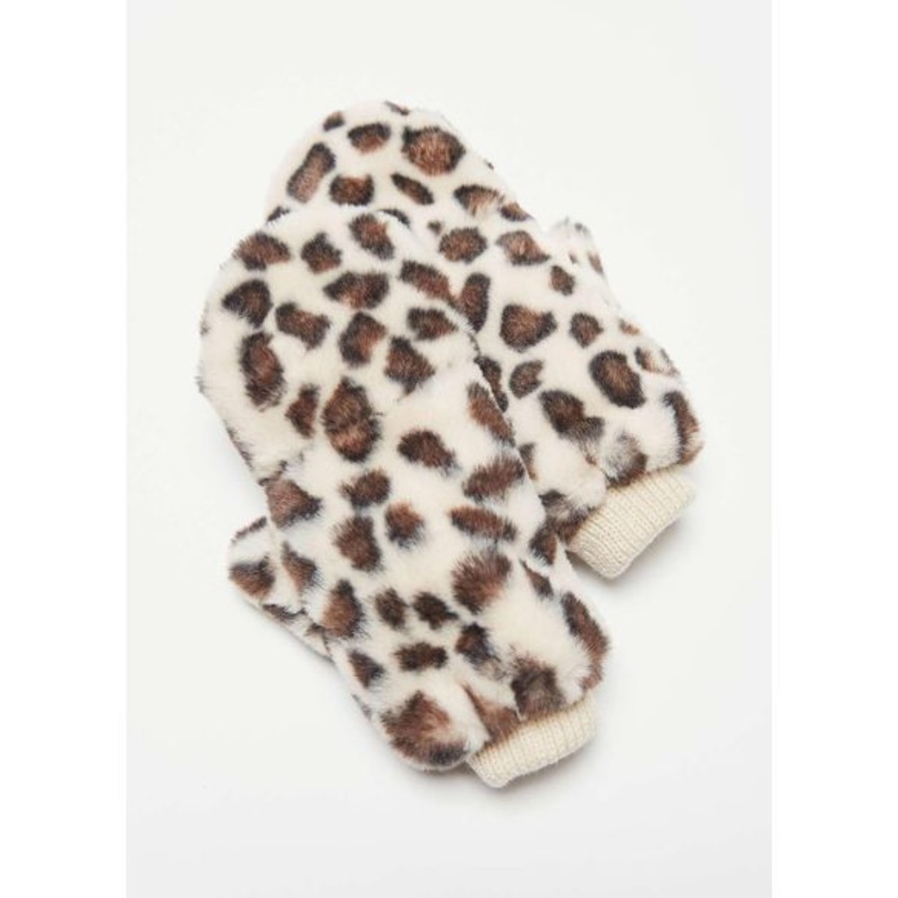 Urban Outfitters fuzzy leopard mittens - Picture 1 of 7
